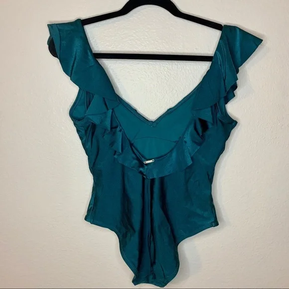 Tahari peacock teal ruffle one piece bikini small - Picture 10 of 10